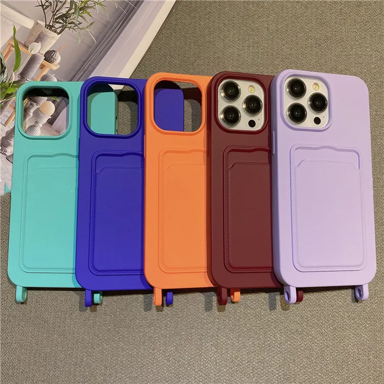 

Korea Card Pocket One-piece Hook Phone Case For iPhone14 15Promax 13 12 11 XSMAX 78PLUS SE2/3 XR Cover Skinny Shell Protection