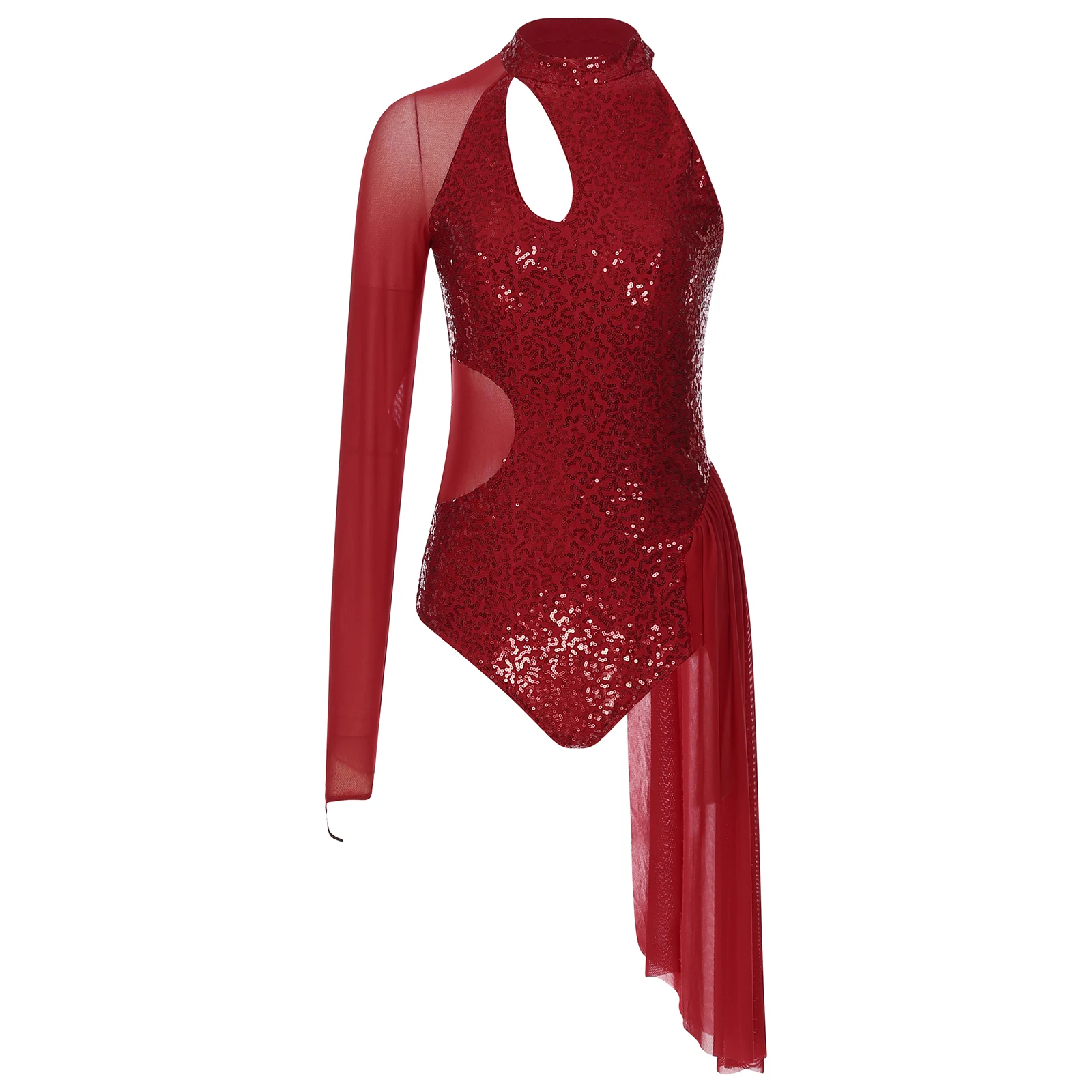 Vestido feminino de collant lantejoulas, bodysuit ginástica, dança contemporânea, roupas de bailarina, performance dancewear, vestido para meninas