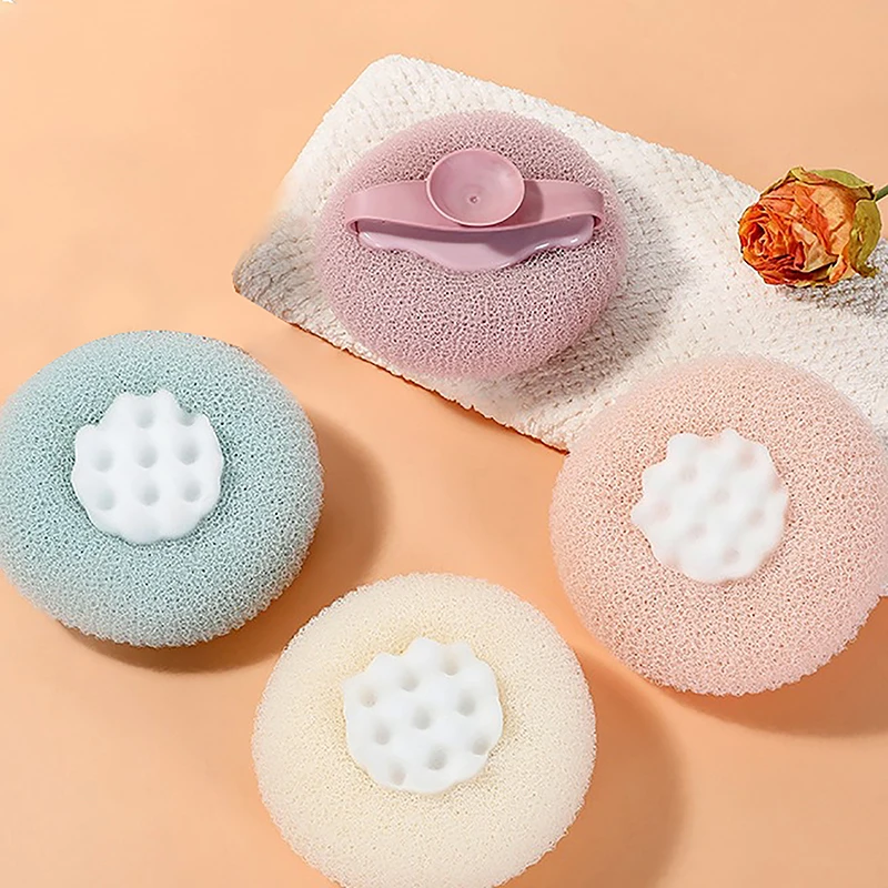 Round Sunflower Shower Ball Super Soft Massage Bath Ball With Suction Cup Brush Bath Towel Mud Sponge Bathroom Accessories