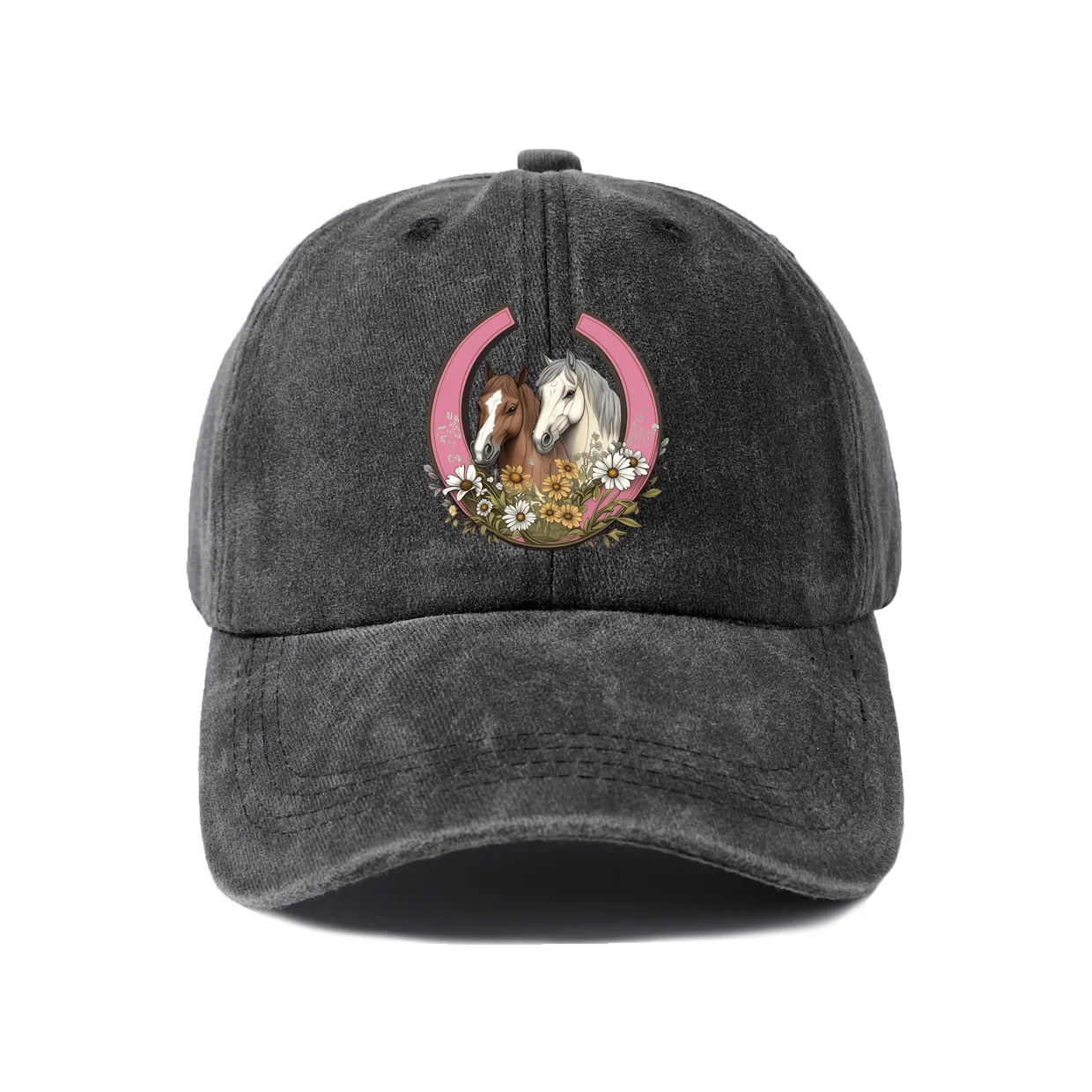 Retro Typography Graphic Baseball Cap, Vintage Washed Adjustable Unisex Dad Hat, Everyday Gift
