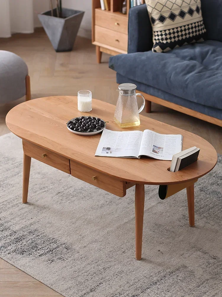 

Simple Modern Japanese Style Log Living Room Small Apartment Cherrywood Nordic Tea Table