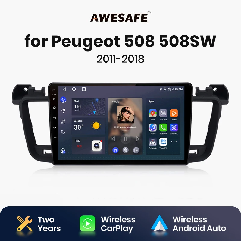 AWESAFE Wireless CarPlay Android Auto Radio for   Peugeot 508 508SW 2011 2012 2013 2014 2015 2016 2017 2018 GPS 2din autoradio