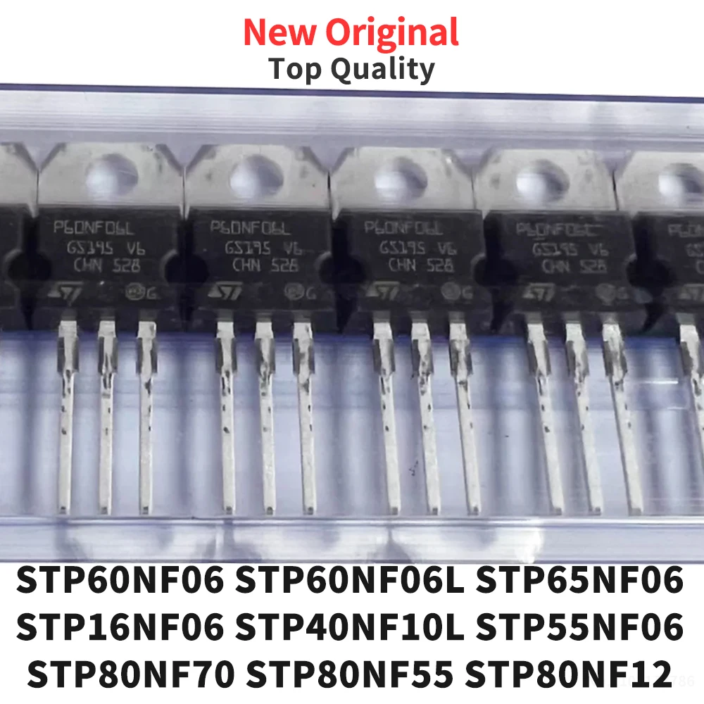 (5 Pcs) STP60NF06 STP60NF06L STP65NF06 STP16NF06 STP40NF10L STP55NF06 STP80NF70 STP80NF55 STP80NF12 STP75NF75 STP80NF10 TO-220