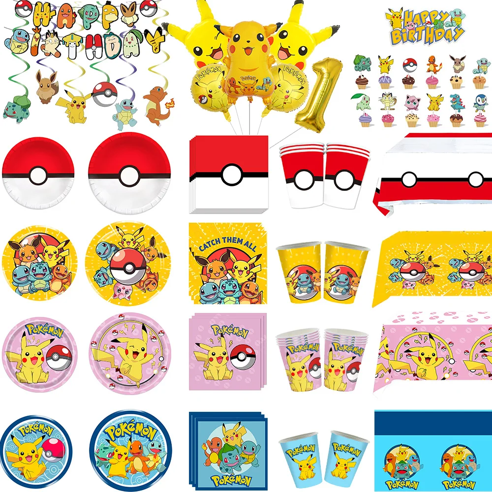 

Pokemon Birthday Party Decoration Supplies Pokemon Theme Birthday Party Supplies Tablecloth Plate Cup Tissue Banner Baby Shower