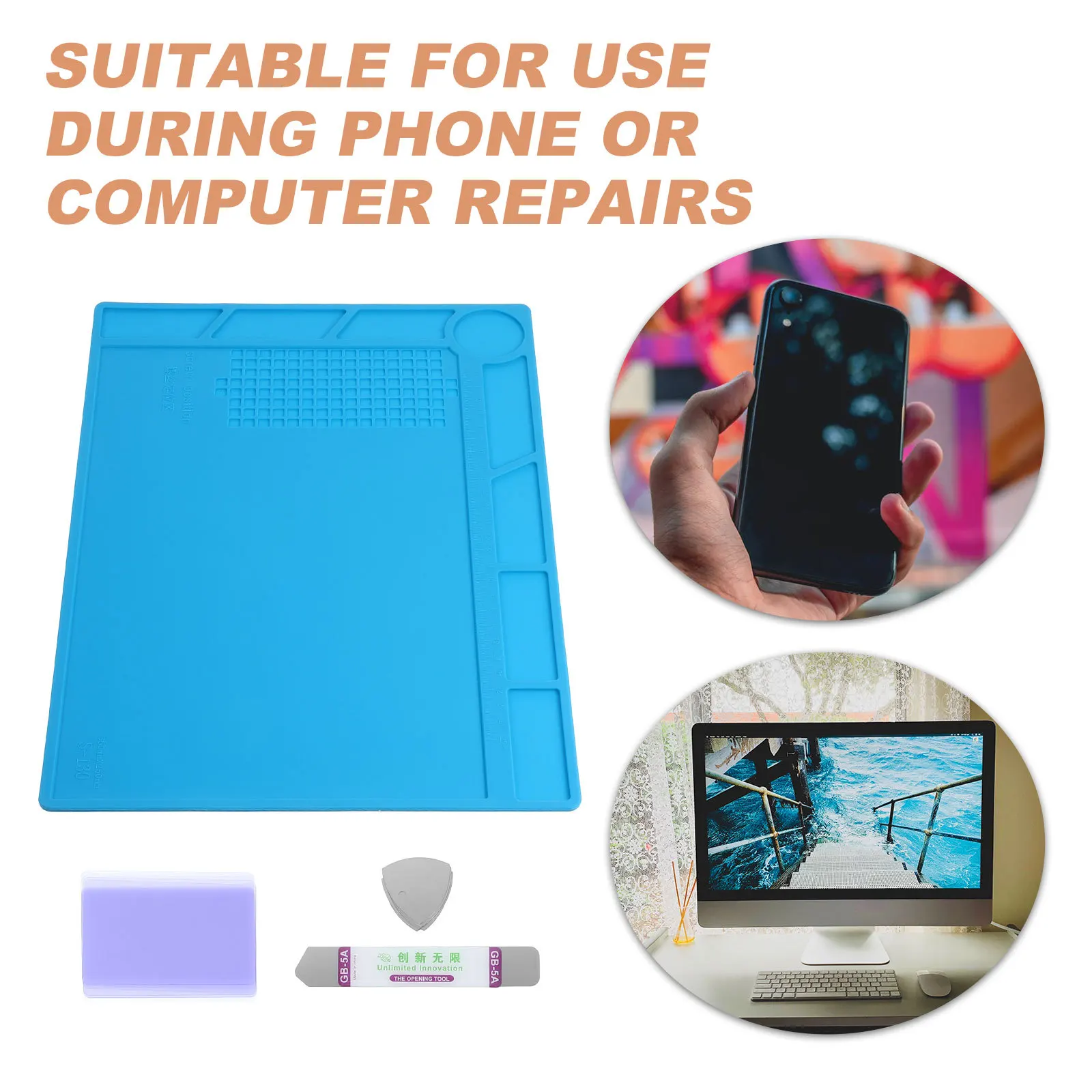 1 مجموعة سيليكون حصيرة لإصلاح الهاتف الكمبيوتر حجم كبير الحرارة معزول منضدة حامي محطة لحام حصيرة أدوات لحام #5