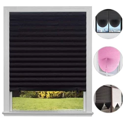 Simple Adhesive Window Shades Non-woven Fabric Pleated Zebra Blinds Roller Room Blackout Curtain for Bedroom Living Room Balcony