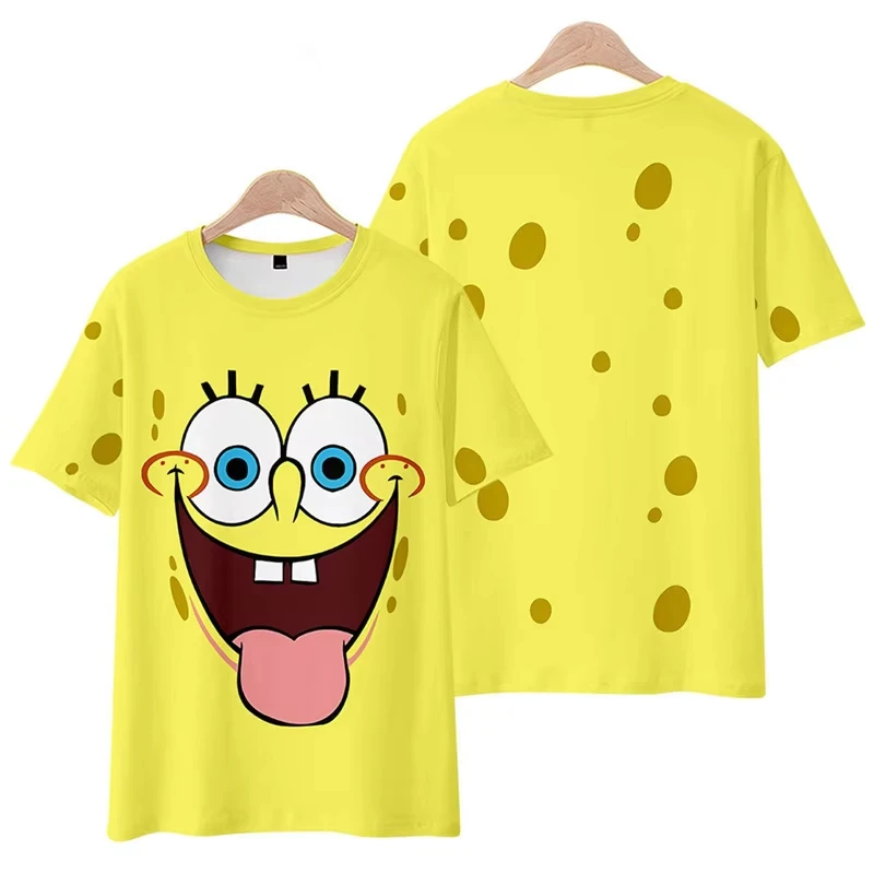 Disney SpongeBob SquarePants Graphic T-shirt Summer Anime Short Sleeve T Shirt Street Sports Oversized Tops Boys Girls Clothes