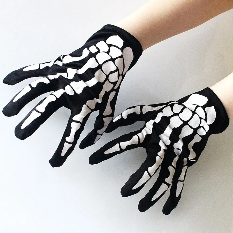 1 para rękawiczek Halloween kobiece rękawiczki moda męska Horror czaszka pazur kość szkielet Goth wyścigi Wintermar Streetwear Decor