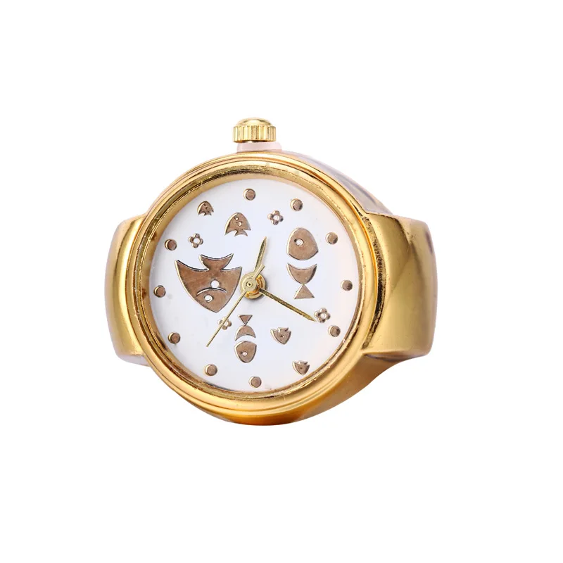 Love Finger Watch Mini Small Elastic Strap Alloy Watches Female Rings Jewelry Clock Gold Flower Women Quartz Rose Watch Ring