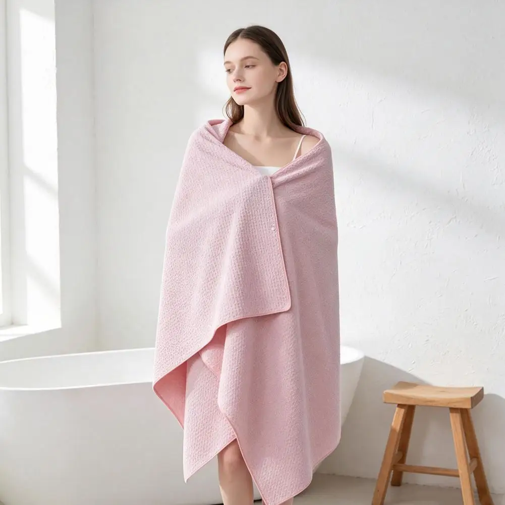Hygienic Odor Resistant Bath Towel Waffle Microfiber Bath Towel with Button Quick Drying Wearable Wrap Soft for Shower for Women