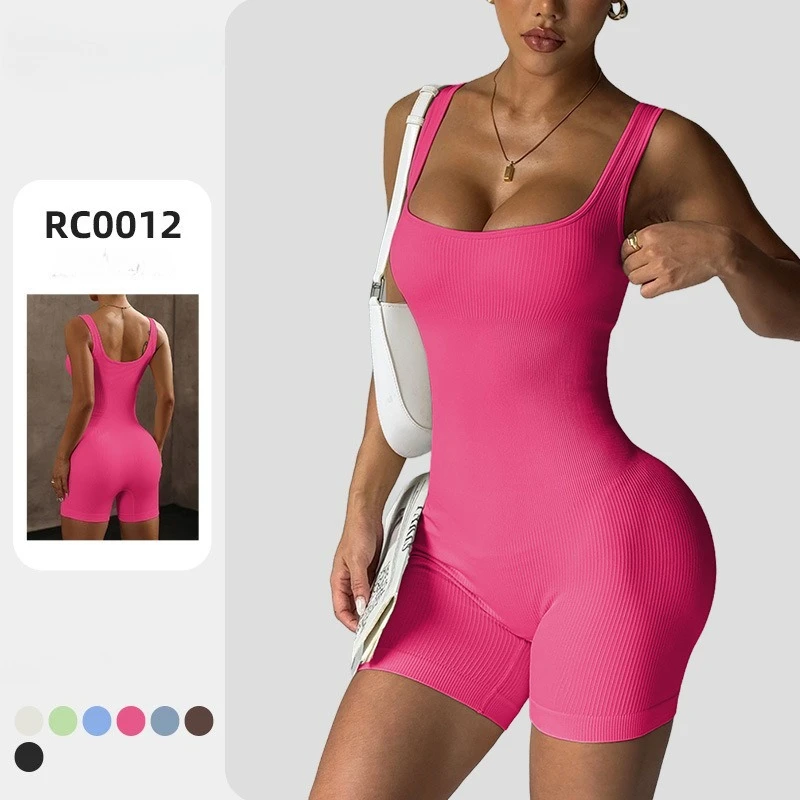 

Дизайнерское цельное бесшовное вязаное боди для йоги с шортами, спортивная одежда для фитнеса на открытом воздухе, быстросохнущая тренировочная одежда для женщин