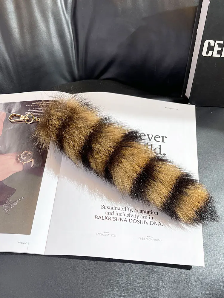 لطيف الثعلب-راكون الذيل المفاتيح الفراء قلادة مفتاح سلسلة أكياس مفاتيح سحرية-حامل زوجين Keyrings لحقيبة الظهر سيارة الديكور