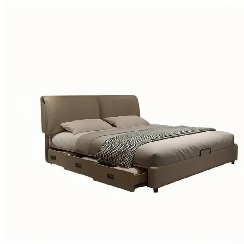 Leather Modern Double Bed Bedroom Luxury Elegant Luxury Queen Full Size Bed Frames Twin House Camas De Dormitorio Furniture Home
