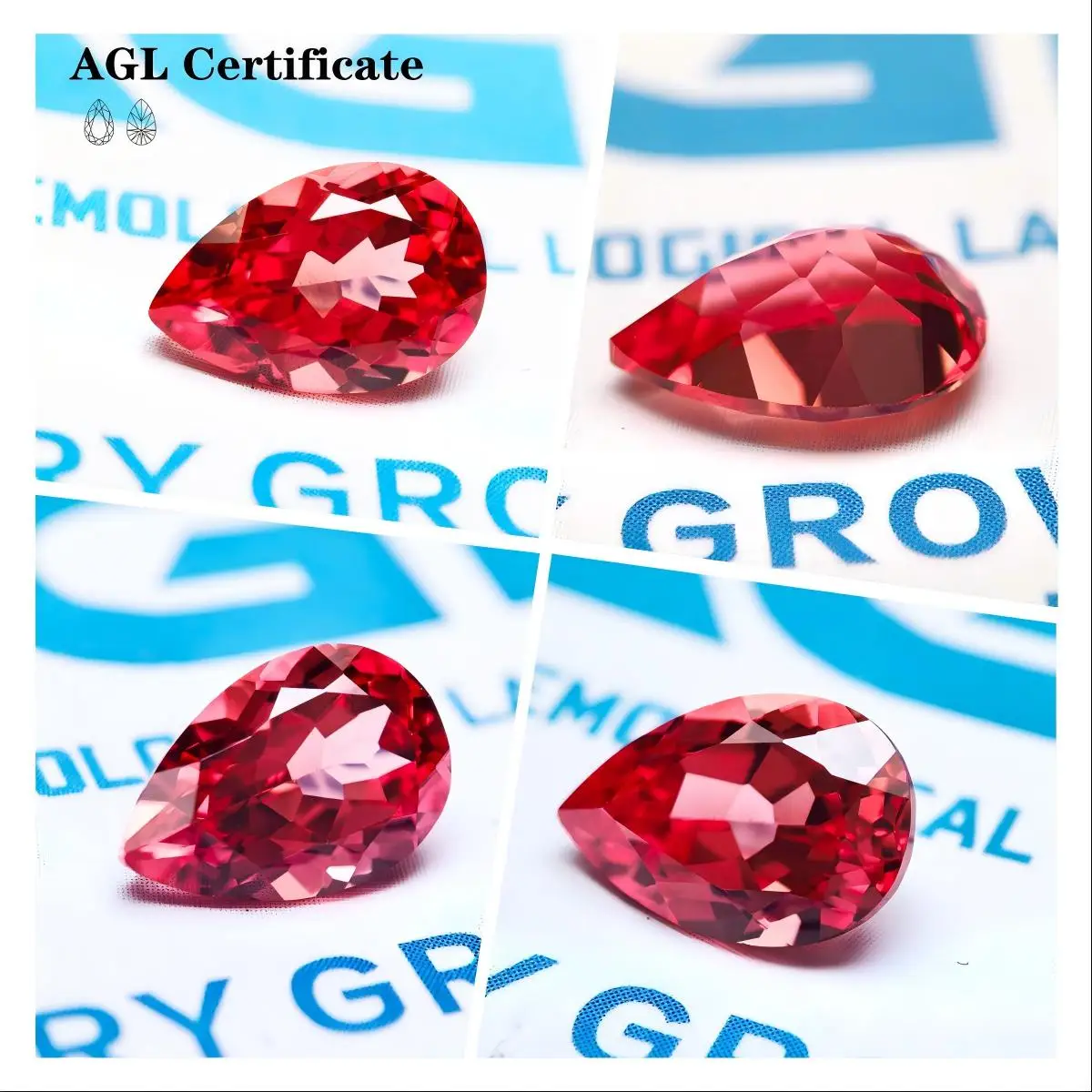

L-Pear Shaped Lab Grown Sapphire Sunset Red and Cobalt Spinel Color Advanced Jewelry Rings Earrings Making with Certificate