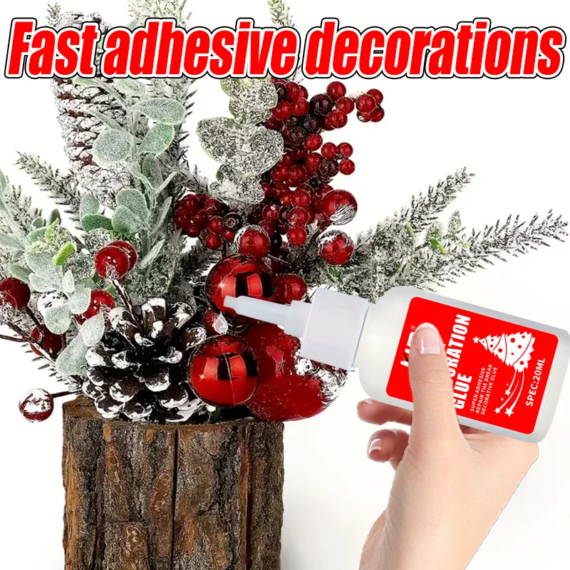 غراء خاص لتزيين العطلات - لاصق سريع، متعدد الأغراض، مثالي لزينة عيد الميلاد، سهل الاستخدام، مقاوم للطقس، 20 مل
