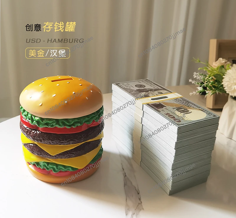 Coin Bank Hamburger Style Coin Deposit USD Piggy Bank Decoration Children Student Gift Gift