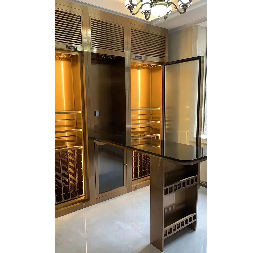 Cantina per mobili da bar di fascia alta con design OEM personalizzato, espositore per mobili, in acciaio inossidabile, per soggiorno