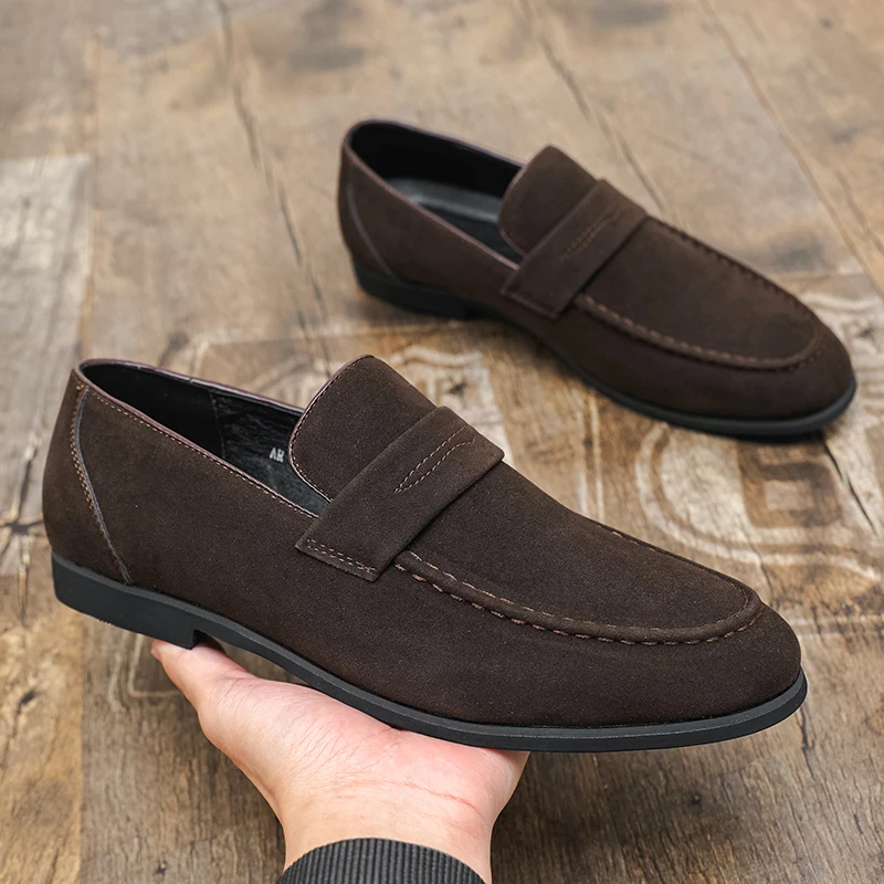 

Men Loafers Faux Suede Low Heel Solid Color Professional Classic Business Men Shoes