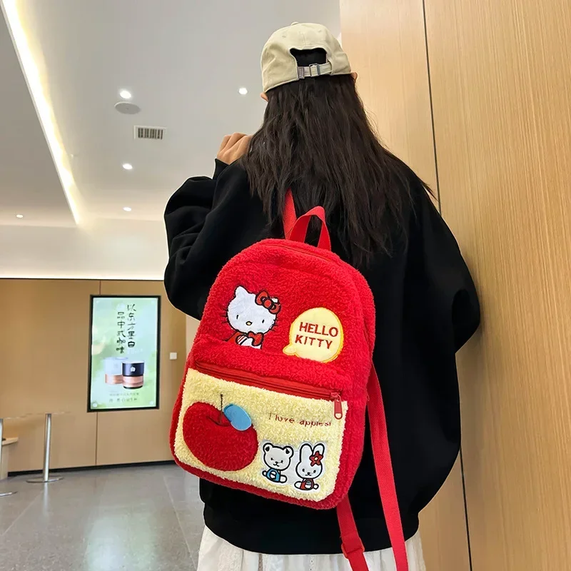 Sac à dos double en peluche Hello Kitty pour enfants, sac d'école Sanurgente, sac d'étudiant japonais, nouveau, 2023