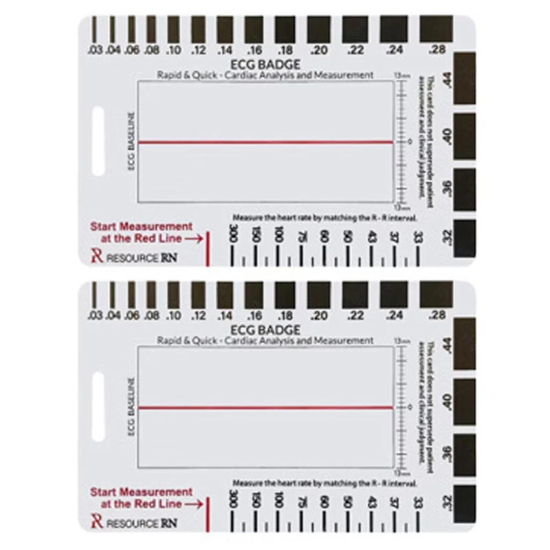 PORK-2 Stück 7-stufiges Lineal-Messwerkzeug, transparenter Messschieber, tragbares vertikales horizontales EKG-Bewertungswerkzeug aus Kunststoff