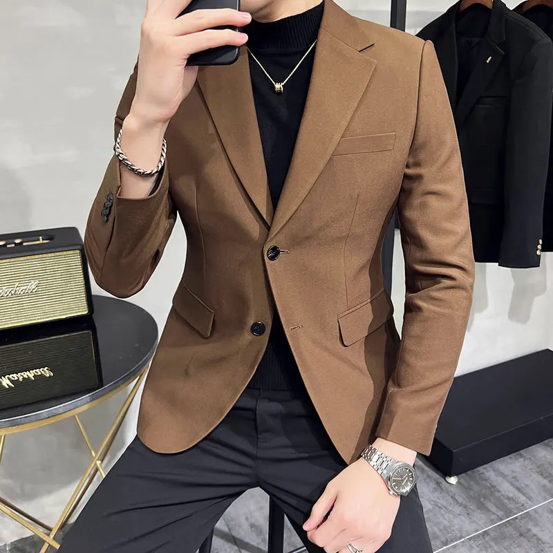 

L7346 Men's slim fit stylish solid color single breasted handsome suit