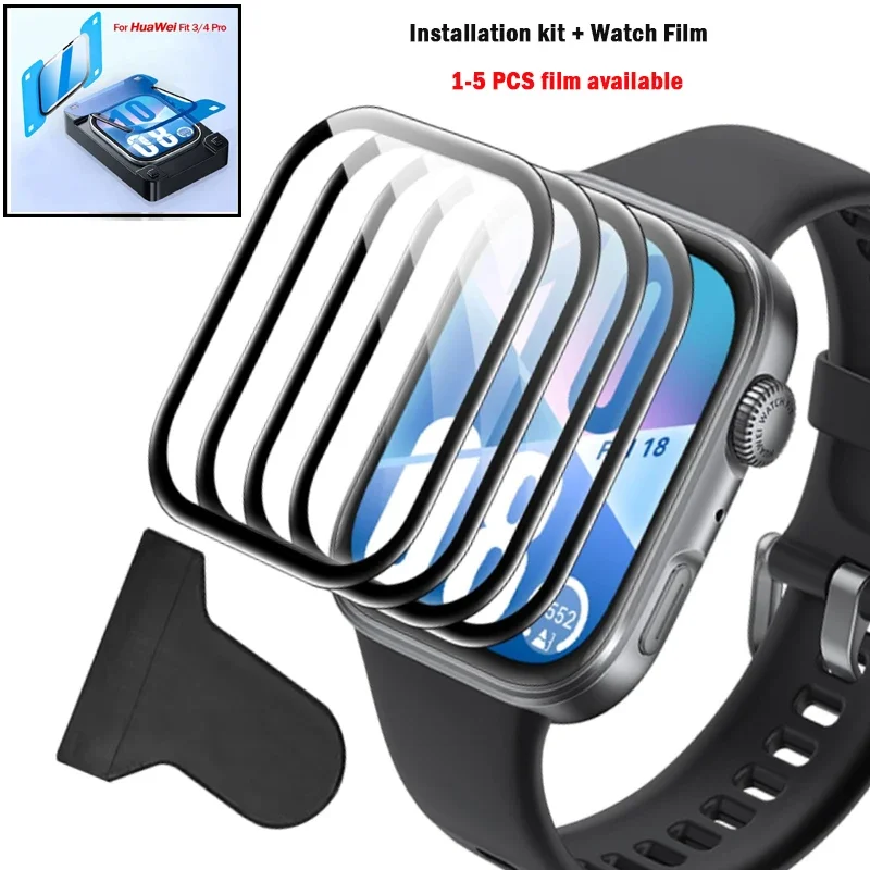 Easy Installation kit+Hydrogel Film for Huawei Watch Fit 4 Pro 3D/HD Full Curved Screen Protector for huawei watch Fit 4/3 Film