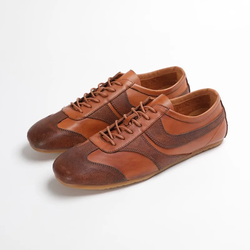 Simple Retro Summer New Men's Shoes Genuine Leather British Style Fashion Trend German Training Lace Up Forrest Gump Sneaker