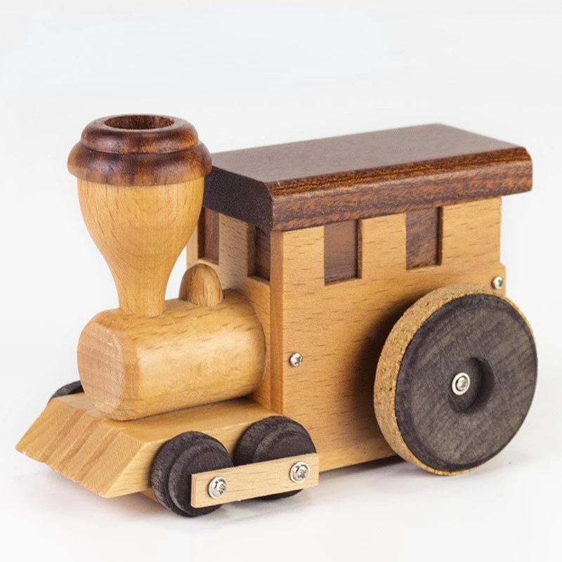 

1PC Creative Car Airplane Music Box Handmade Beech Wood Ornaments Automobile Decoration Handicrafts