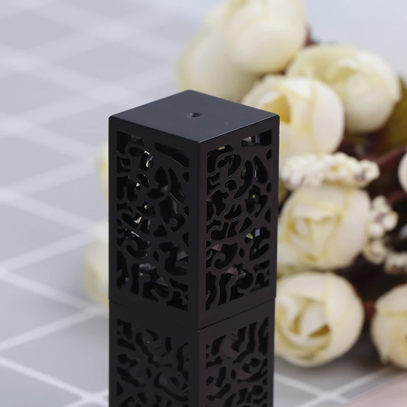 

1Pc Empty cosmetic containers lipstick tube with black hollow Carved lipstick tubes Lip Balm Tube DIY Cosmetic Container