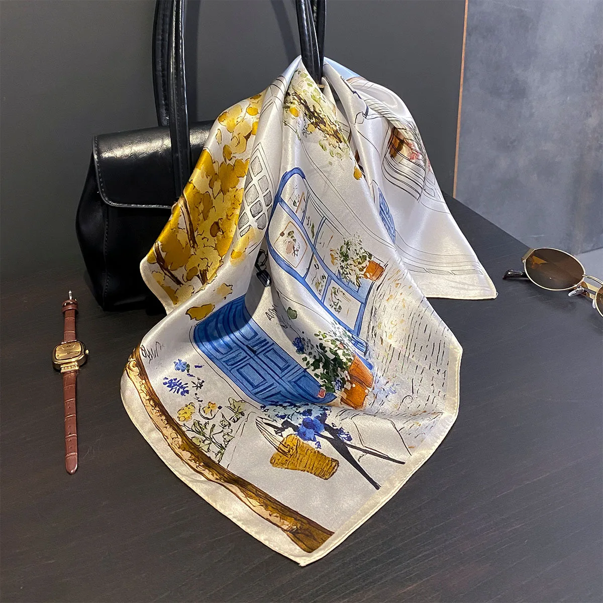 

100% натуральный шелковый шарф, модный женский летний пляжный элегантный маленький квадратный шарф, шаль, пончо, 53*53 см, хиджаб, бандана, платок