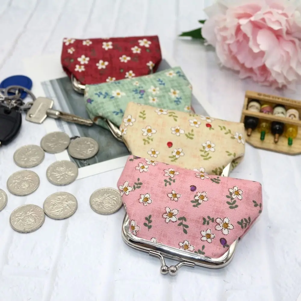 Flower Print Mini Money Clip Coin Pouch Purse Small Wallet Clutch Bag Coin Storage Bag