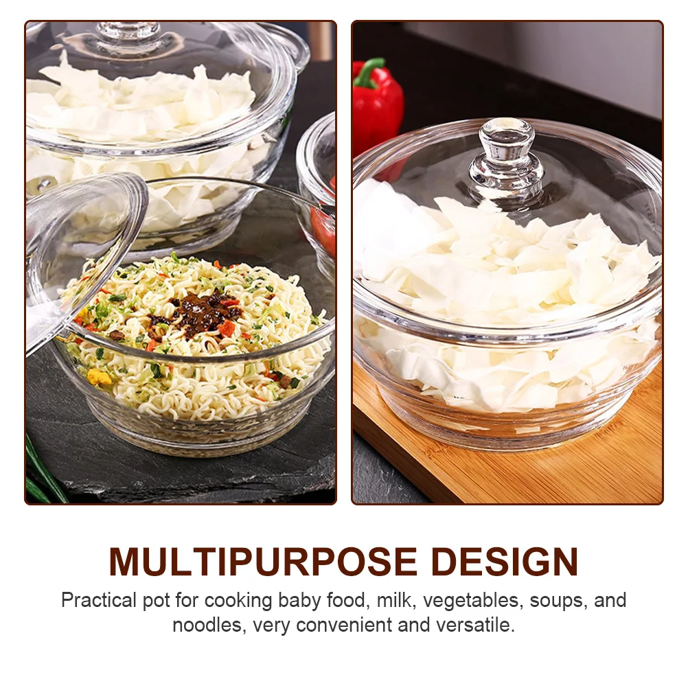 

Heat Resistant Glass Stew Pot 2.5L Double Ear Cooking Pot with Lid Oven Proof Kitchenware for Slow Stewing Soup and Noodle