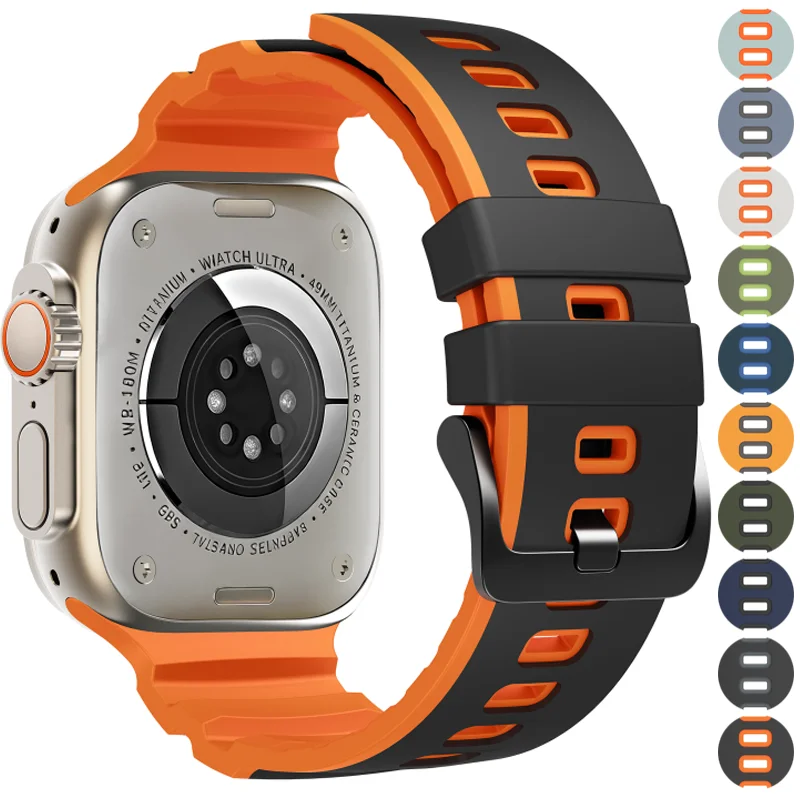 Sportarmband für Apple Watch Serie 11 10 9 8 7 SE Ultra 3 2 49mm 46mm 45mm 44mm 42mm 41mm 40mm Zweifarbiges Silikon-Armband