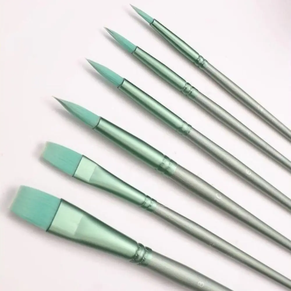 Set di pennelli per pittura con capelli morbidi da 4/6 pezzi Pennelli da disegno per acquerello in nylon di forme diverse Manico professionale in legno