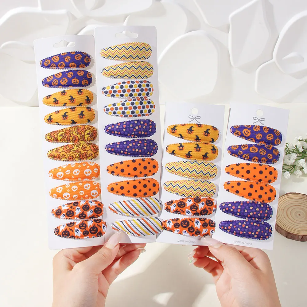 4-10 قطعة أنماط هدية الهالوين للفتيات مقاطع شعر على شكل فيونكة حية للأطفال إكسسوارات شعر حلوة منسوجة يدويًا مقاطع BB للأطفال