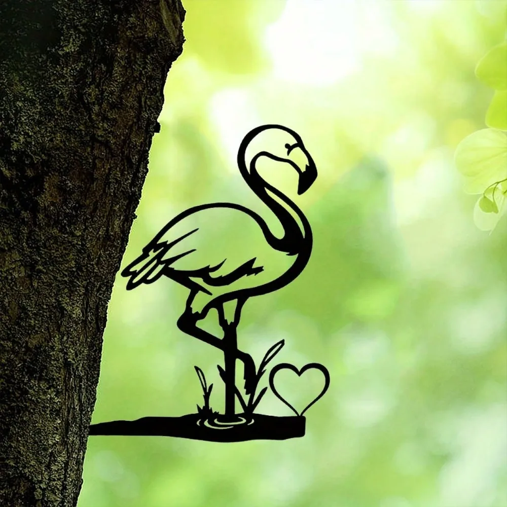1 Stück ausgehöhltes Flamingo-Vogelschild aus Metall – Dekoration für Haus und Garten im Landhaus- und Außenbereich, ideales Einweihungsgeschenk für den Hof