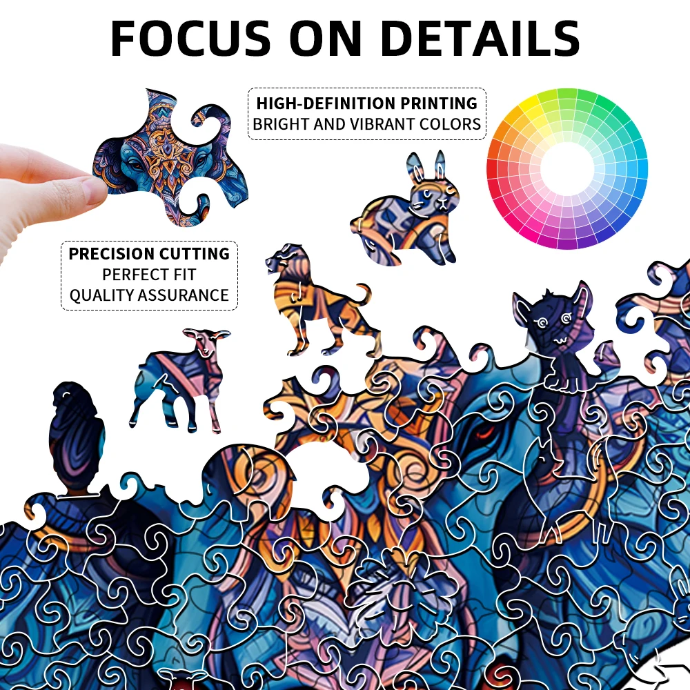 Wooden Puzzle for Adults, Cat Wooden Jigsaw Puzzles for Adults, Unique Animal Shape Wood Cut Puzzles for Family Friends Gifts