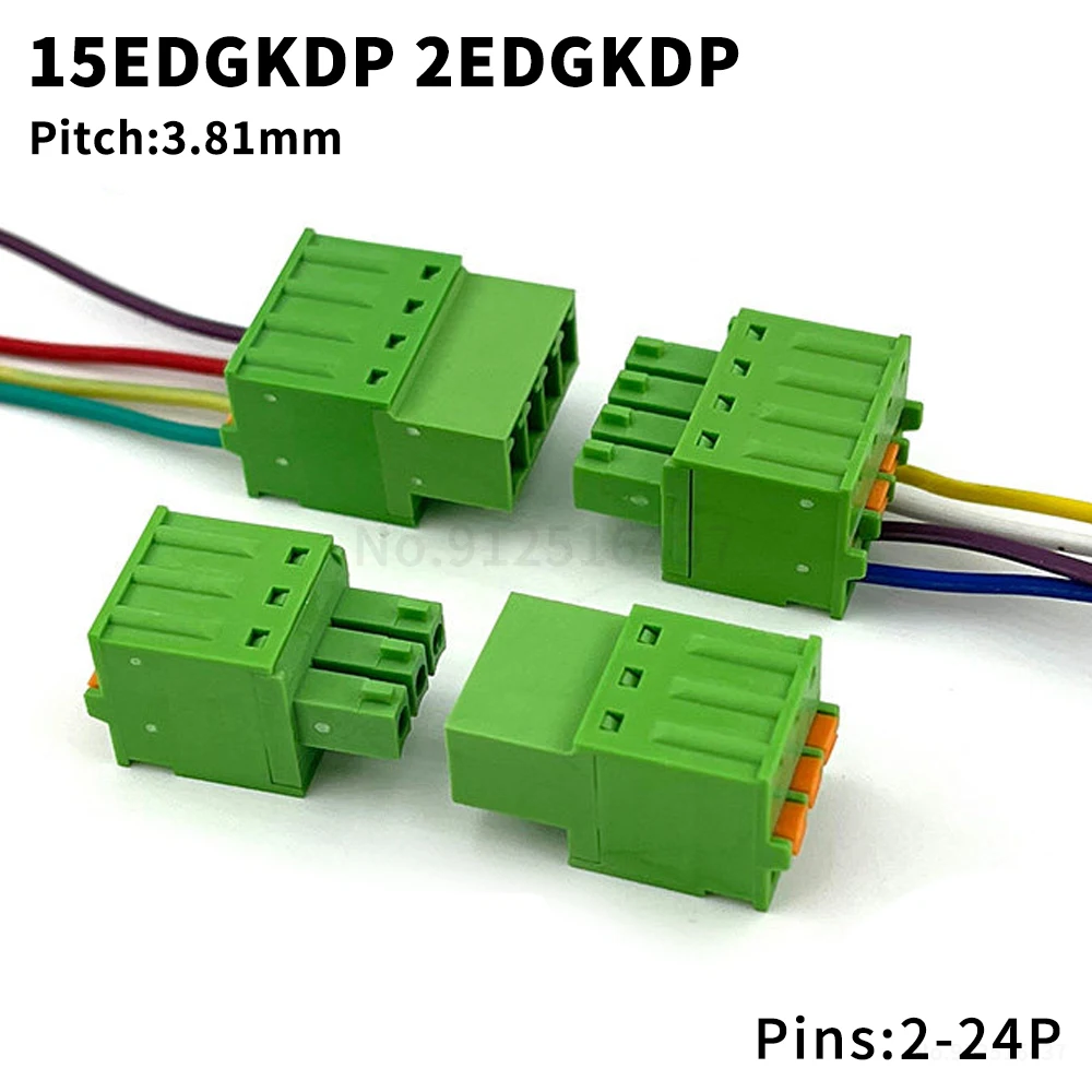 (1 Set) KF 15EDGKDP 3.81mm Solderless Screwless KF 15EDGKD Plug-In Terminal Block Spring Press Butt 2~24Pin 2EDGKDR 3.81