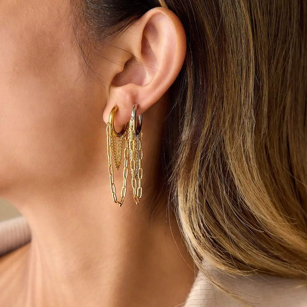 Boucles d'oreilles à pampilles de couleurs mélangées, plaquées or 18 carats, Design Simple, en acier inoxydable, haut de gamme, légères, de luxe, plaquées or