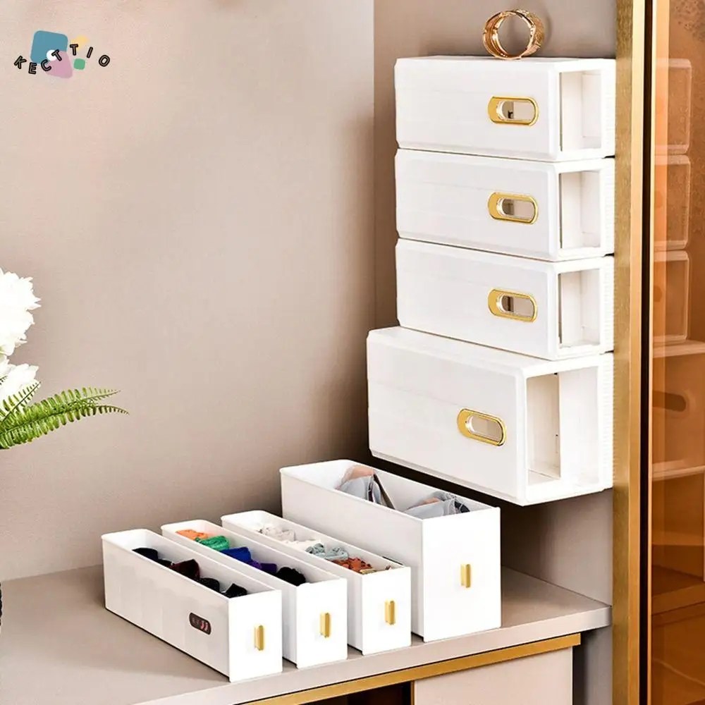 

Plastic Underwear Storage Box Pull-out Wall Mounted Closet Storage Drawer with Multiple Compartments Space Saving