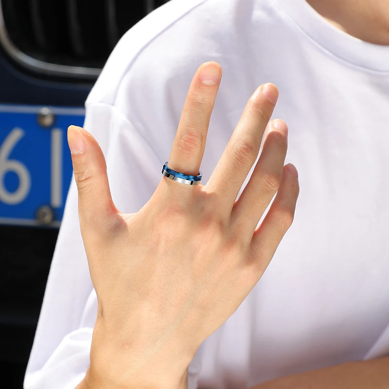 Loyal Moon Rings For Men And Women Simple Fashion Style Color Contrast Multi-faceted Design Couple Wedding Jewelry