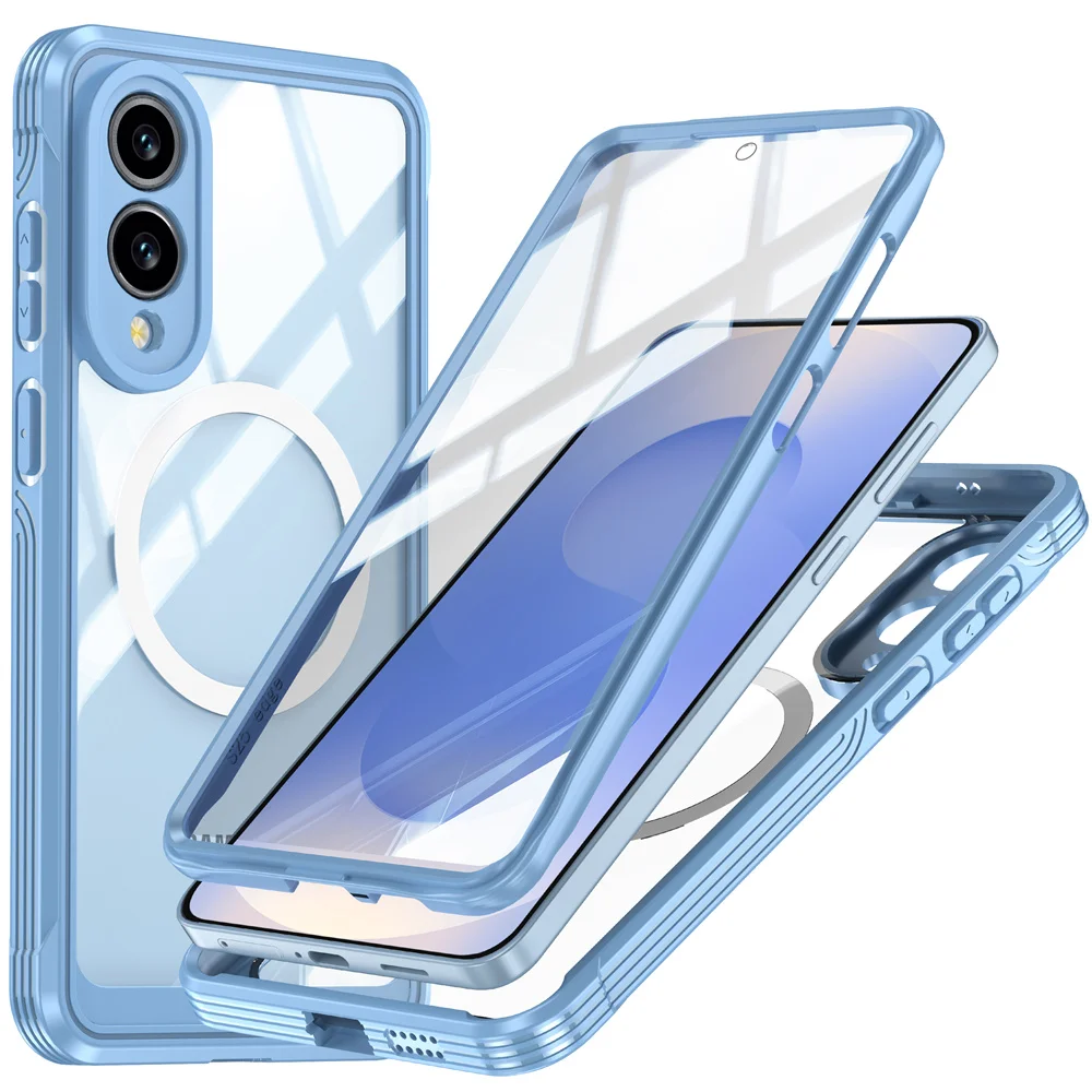 

Double Layer Protector Case for Samsung Galaxy S25edge S25 S24 Ultra S24FE S24Plus S25Plus S23FE Magnetic Charge Transparent Cov