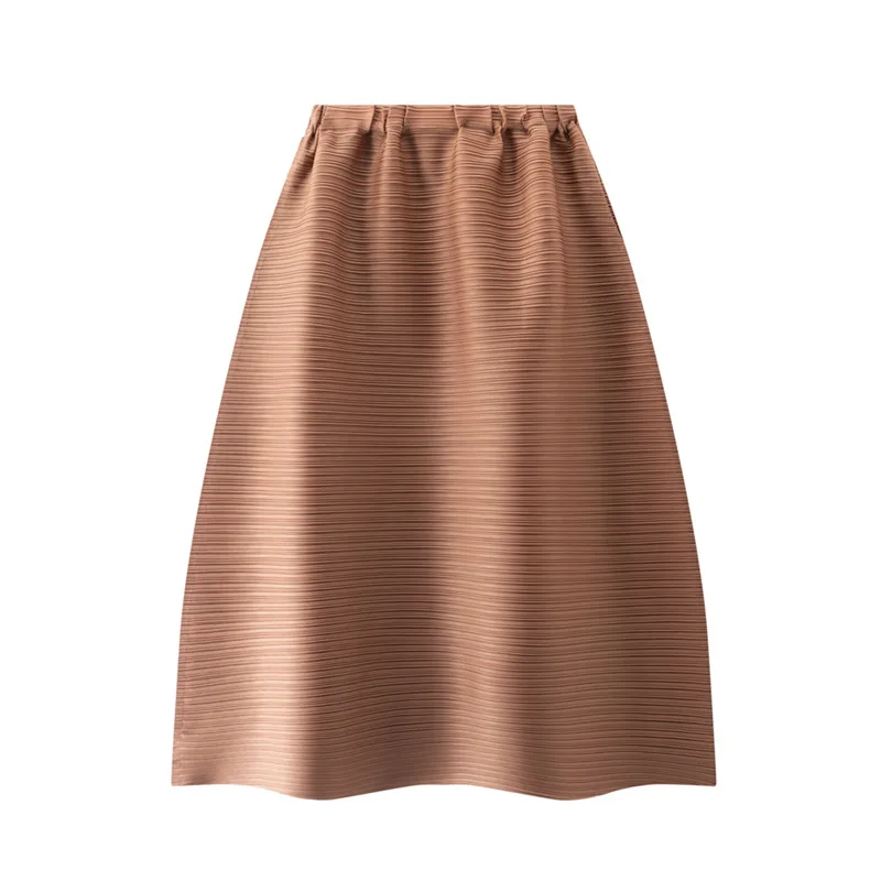 

Miyake Pleated Solid Color Semi-skirt 2025 Spring Senior Sense Thin Jupe Female High-waisted Half-body Skirt Medium-length Skirt