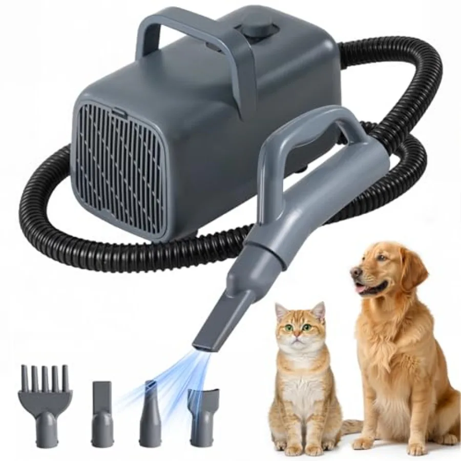 

Dog Blow Dryer Grooming Vacuum Kit Cat Dog Hair Dryer with Adjustable Wind Speed and Heater Temperature Cool-Warm-Hot Cycle Mod