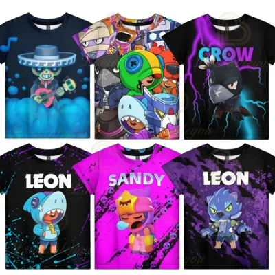 Camiseta para niños, juego para niños, camiseta 3d de Anime Sandy Crow, camisetas Harajuku de verano para niños y niñas, camisetas geniales de manga