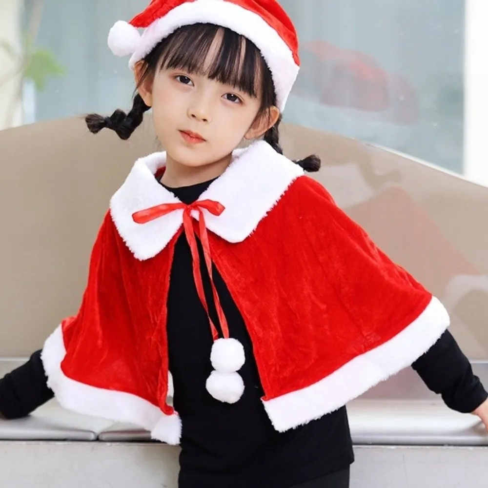 Soft Polyester Christmas Cloak Thick Women Ponchos Warm Cosplay Costume Santa Claus Costume