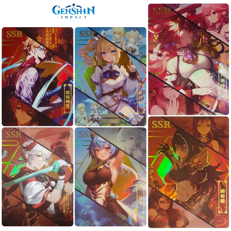 

Genshin Impact SSR 36pcs/set Anime characters Hu Tao Beelzebul Collection flash card Game card Christmas birthday gift toys