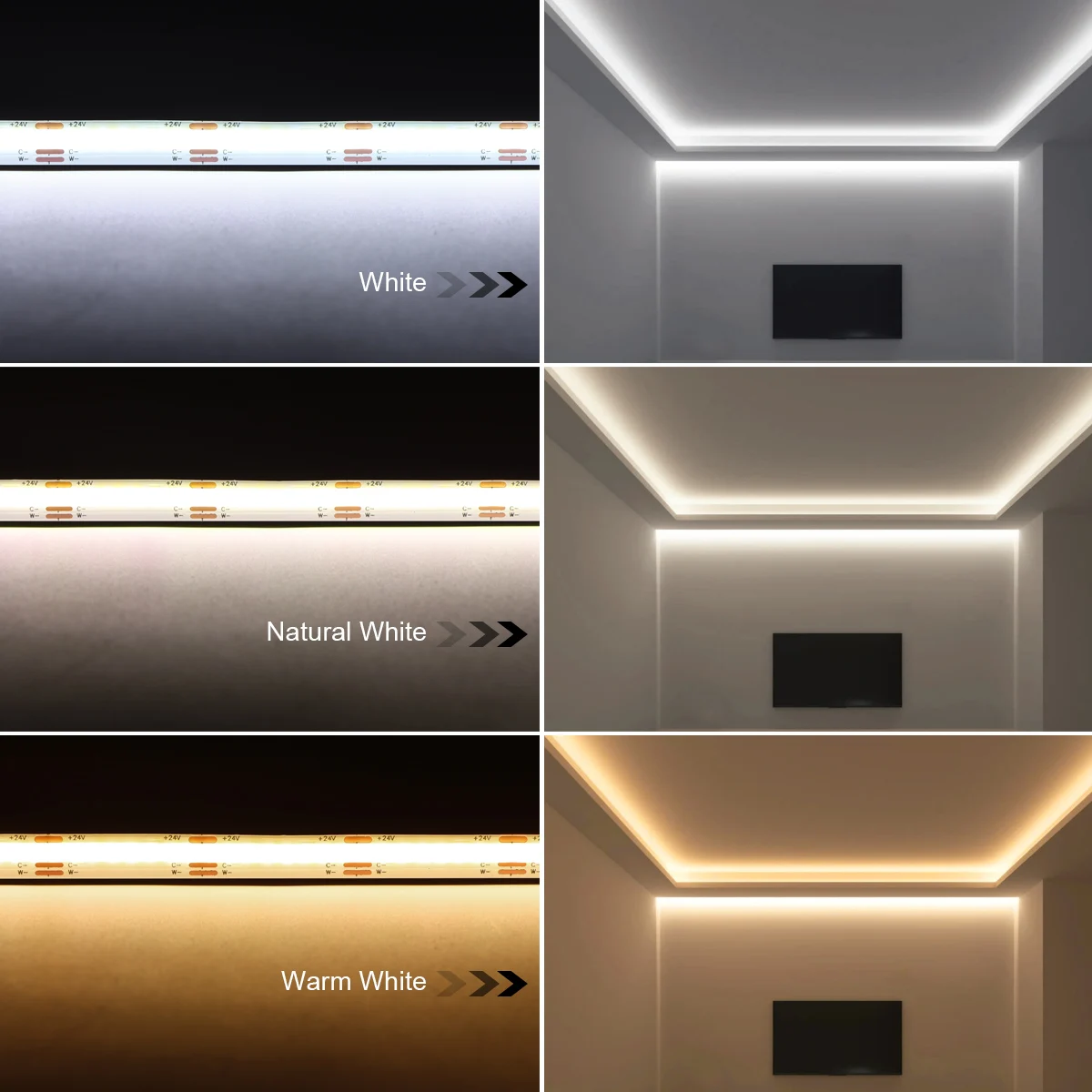 CCT 2700K-6500K Zmienne światło Tuya Smart Home COB LED Strip Alexa Light Linear LED Tape z ściemniaczem WiFi LED Dimmer Switch