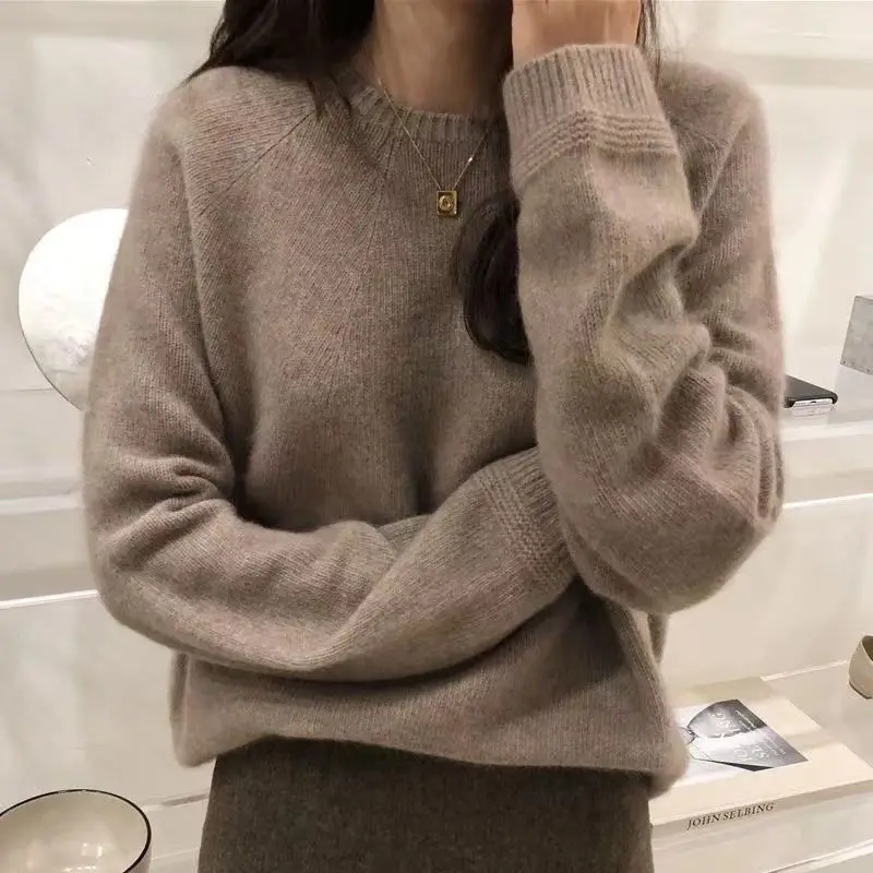 Basic Knitted Sweater Pullovers for Women Autumn Winter Solid All-match Gentle Feminine Simple Ulzzang Loose Stylish 5 Colors