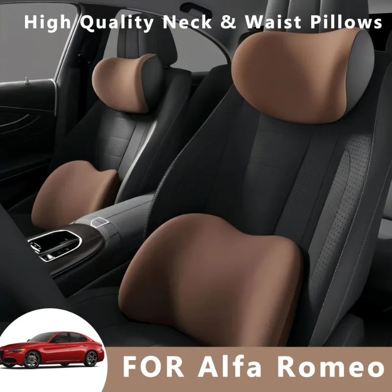 

Car Neck Pillow Protector Auto Seat Headrest Soft Waist Cushion Neck Cushion Backrest Lumbar Support for Alfa Romeo Giulia